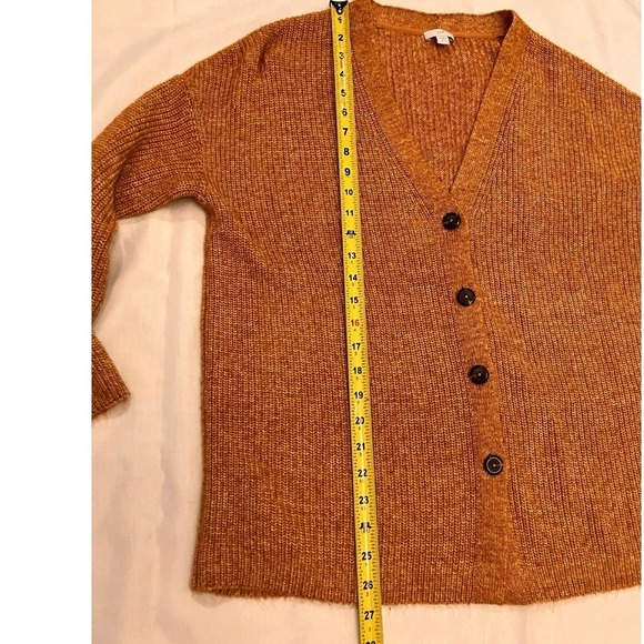 J.Jill Tan Sweater Cardigan Button Front Large Petite V-Neck - Picture 5 of 8